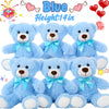 A set of five blue plush teddy bears, 14 inches tall, with light blue accents and bows.