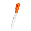 An orange and white retractable water spray pen designed for stress relief.