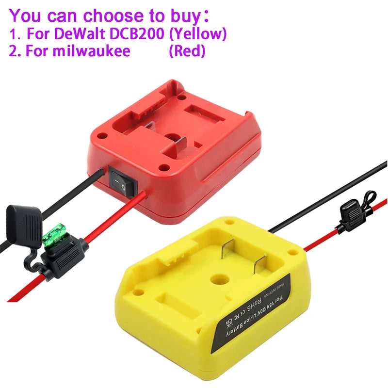 Battery Adapter with Switch and Fuse for Power Tool Batteries