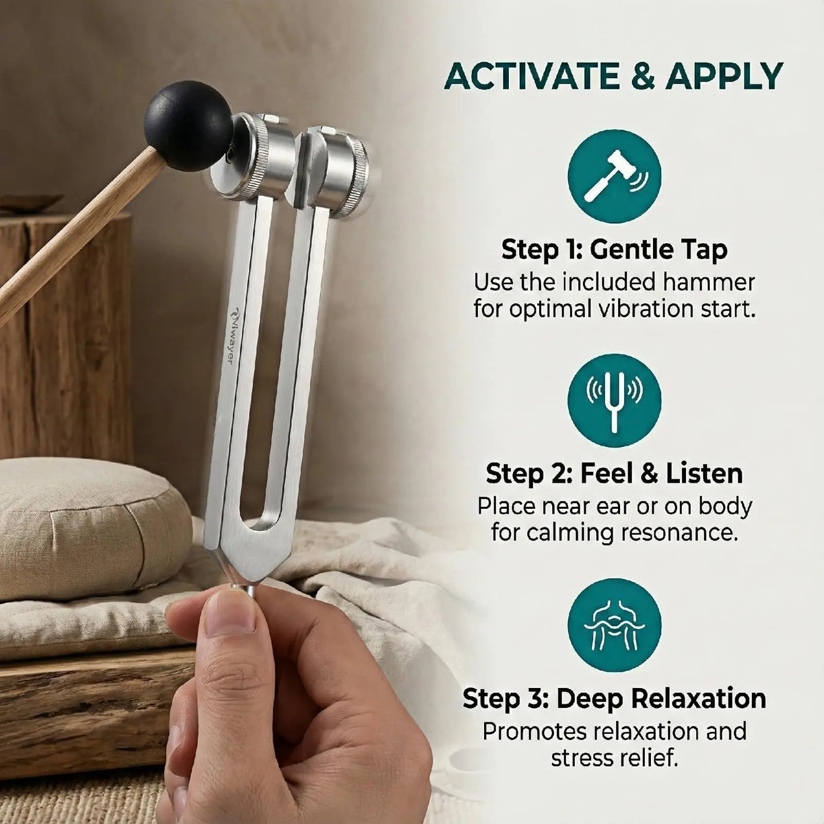 Therapeutic Tuning Fork Set for Sound Healing & Chakra Balancing