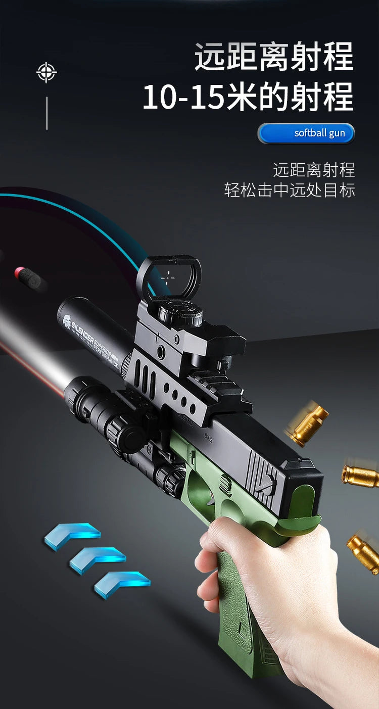 Soft Bullet Toy Pistol with Ejecting Shells