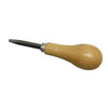 A professional bezel setting pusher tool with a metal blade and a wooden handle.