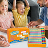 A family is interacting with a box of Word Family Build Book and flash cards for early readers