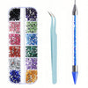 A set of multi-size flat back acrylic rhinestones in various colors and shades for nail art and DIY crafts.