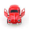 A bright red 1:38 die-cast model of a classic Beetle car.