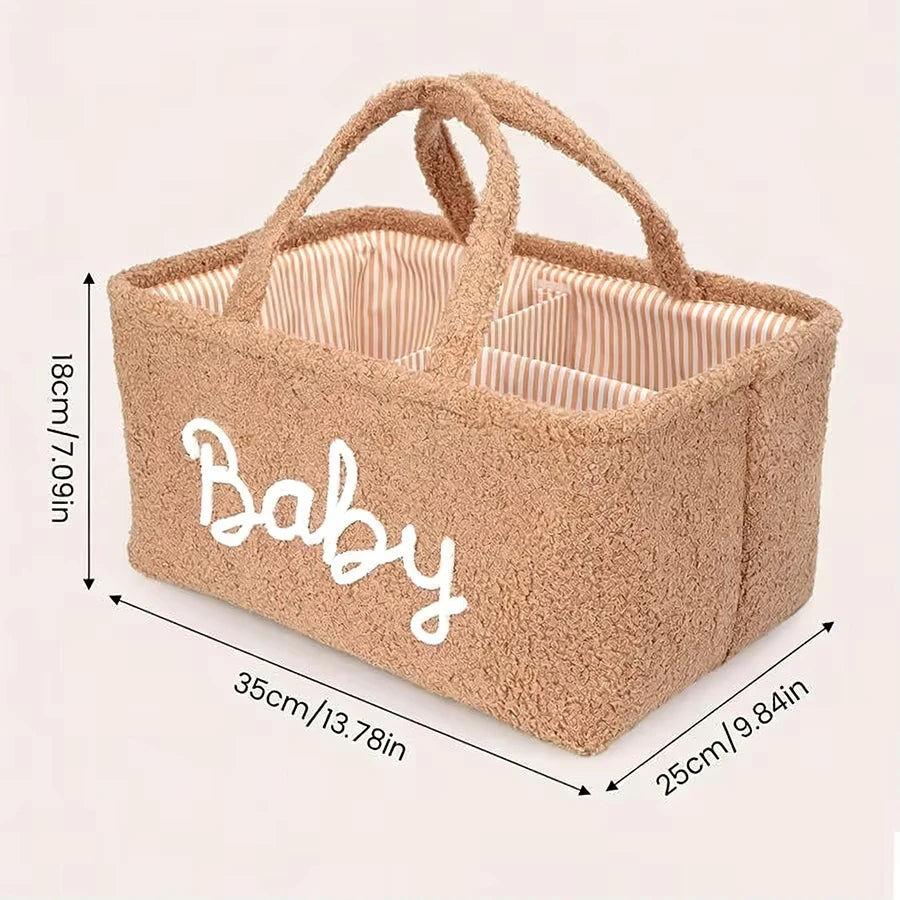Portable Fleece Baby Diaper Caddy Organizer