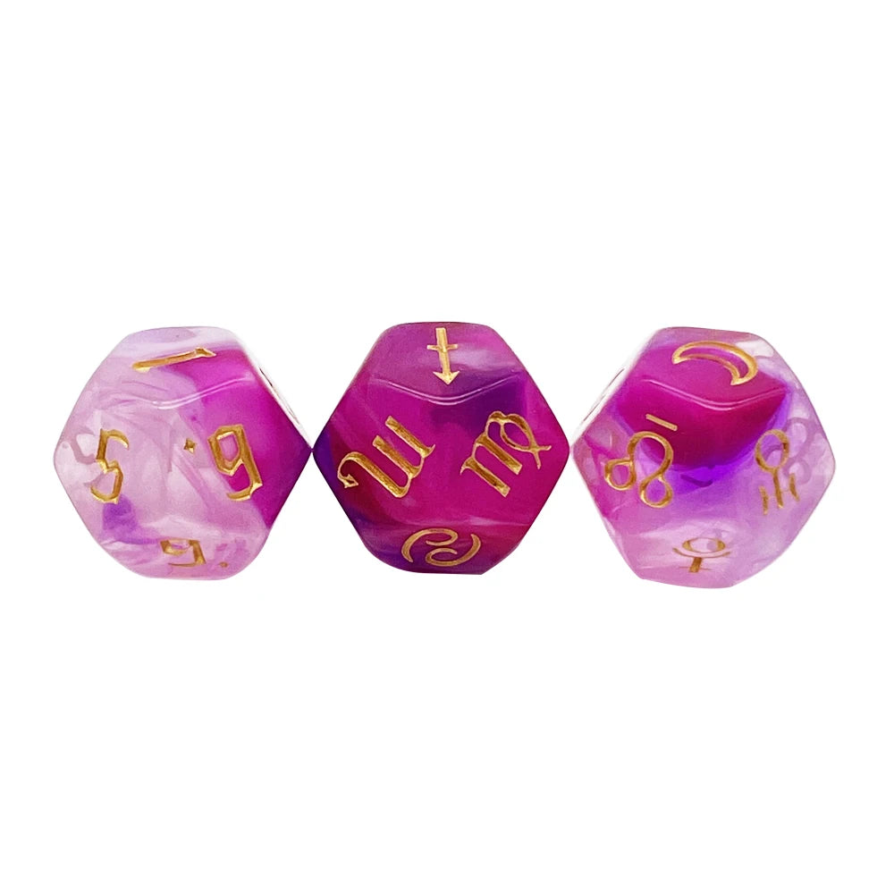 Astrology Divination Dice Set – 3 D12 Constellation Dice for Guidance and Insight
