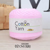 Pink cotton yarn skein labeled Cotton Yarn 100g for knitting and crochet