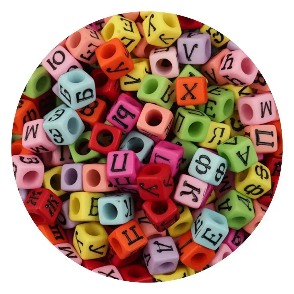Acrylic Alphabet Beads for Jewelry Making - Mixed Letter Cubes