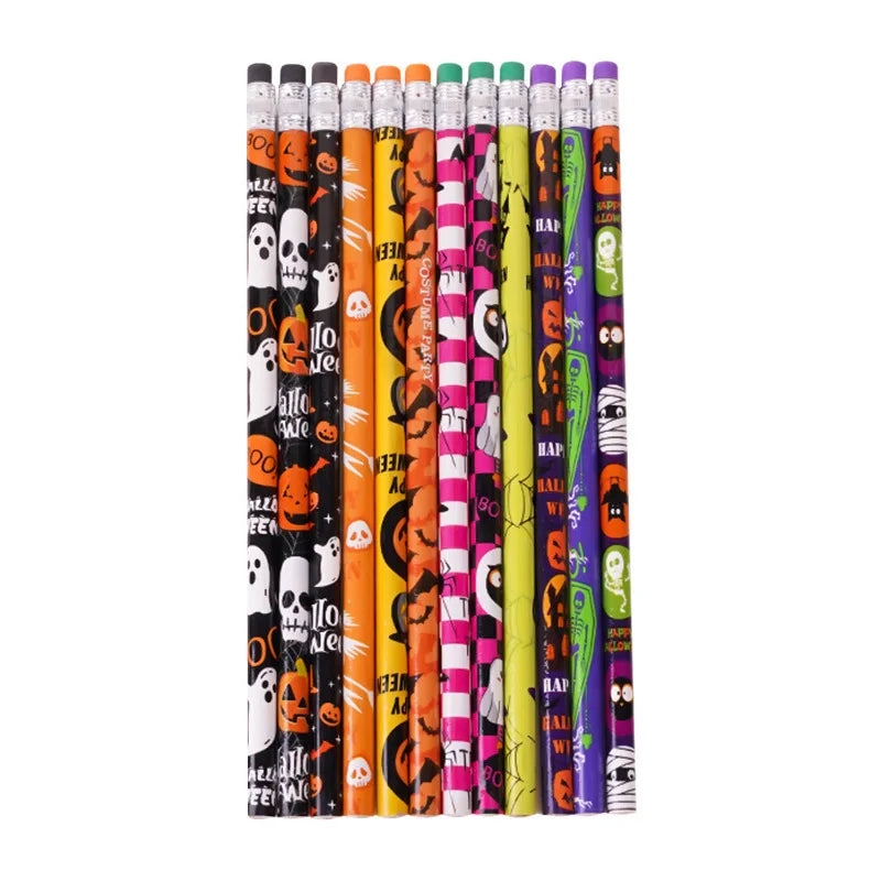 A set of ten Halloween skull and pumpkin fidget toys in various colors and designs.