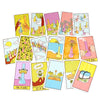 A collection of colorful tarot cards featuring various figures and symbols related to the King of Bongs, Ace of Bongs, and ot