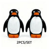 A set of two black and white penguin marine animal building blocks