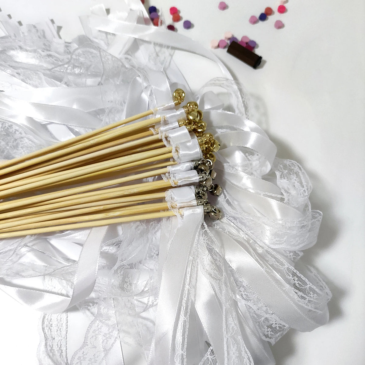Elegant Ribbon Wands with Bells for Weddings & Celebrations
