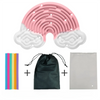 Pink and white silicone sensory activity board with 12 strings and storage bags
