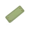 A light green PU leather crochet bag bottom rectangle shape with pre-punched holes.
