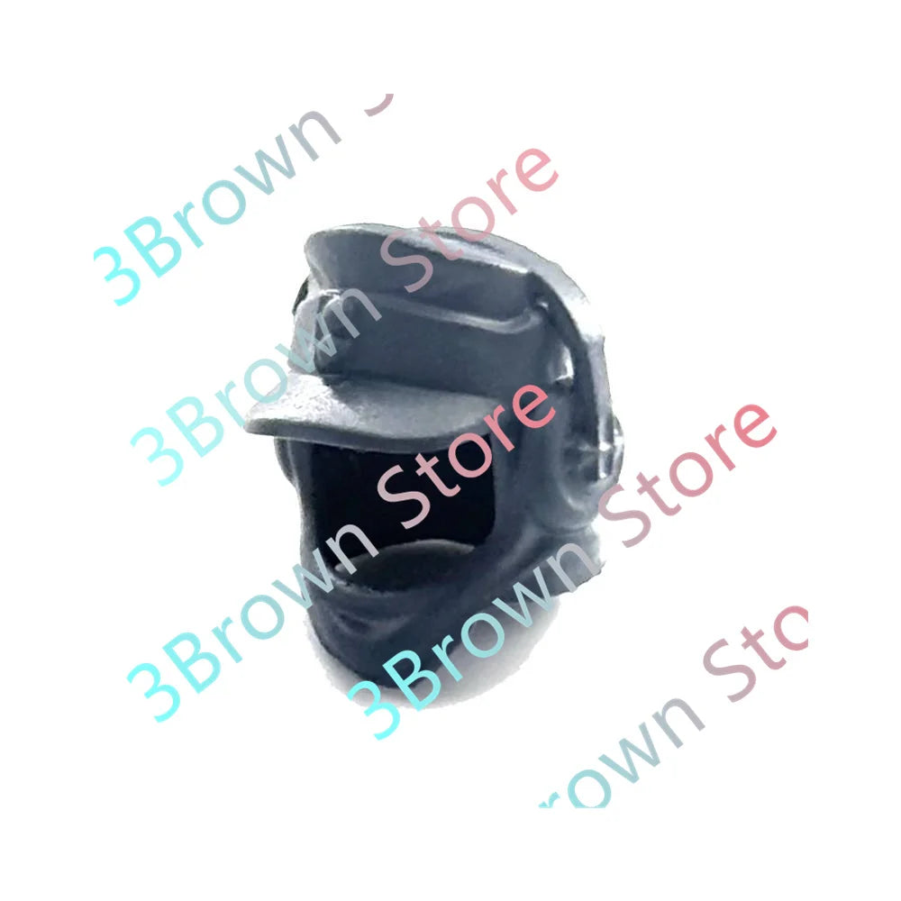 A black military building block set featuring a gun and helmet accessories.