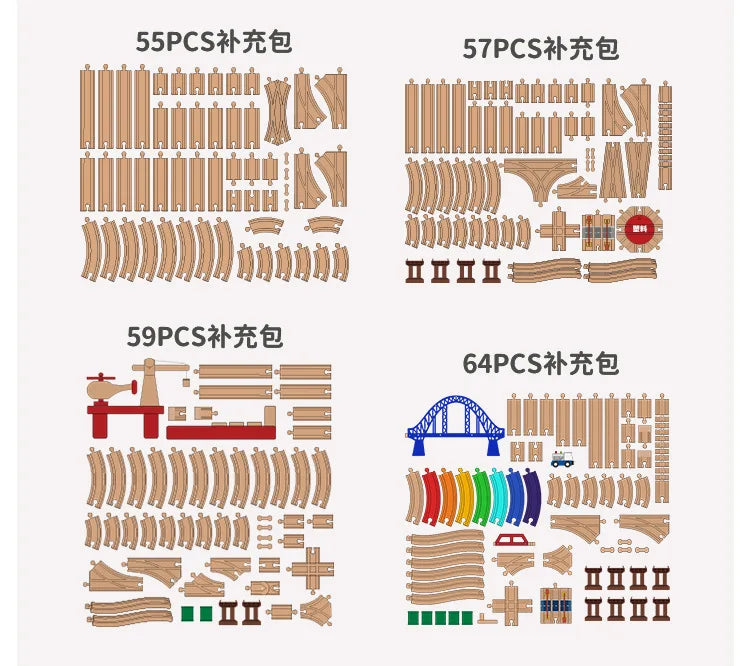 Wooden Train Track Expansion Set – Compatible with All Major Brands