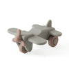 A gray silicone toy car set with large wheels and a propeller, designed for toddlers.