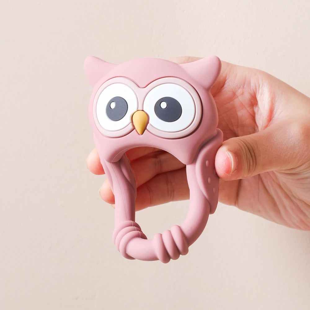 Owl Silicone Baby Teether with Rattle