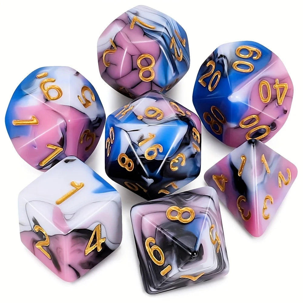 7-Piece Polyhedral Dice Set with Velvet Pouch for Tabletop RPGs