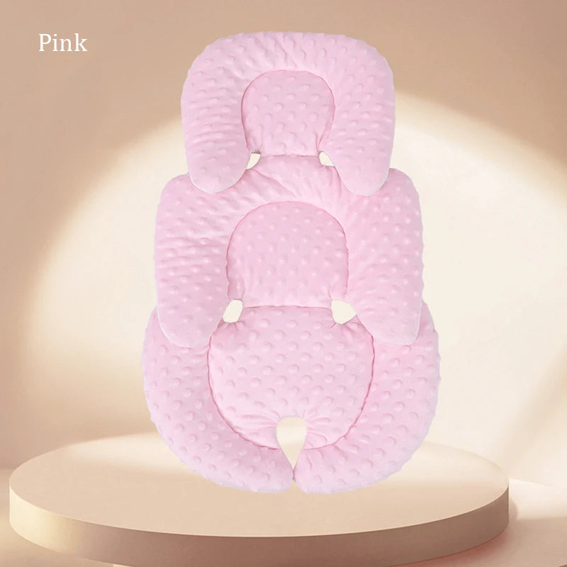 Pink plush double-sided stroller seat cushion for babies