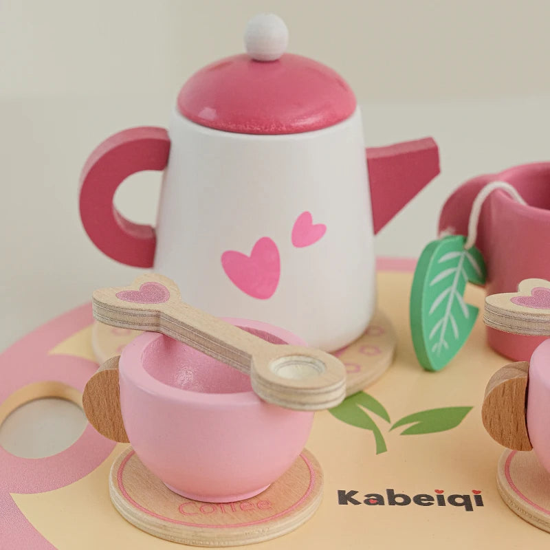 Wooden Pretend Play Tea Set for Kids