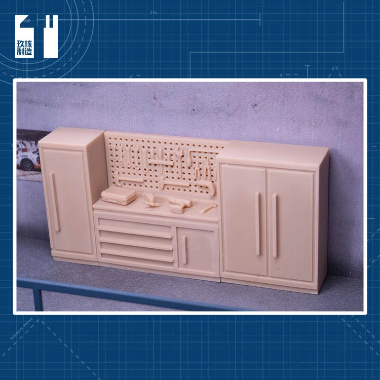 1/64 Scale Resin Tool Cabinet Set for Diorama Scenes