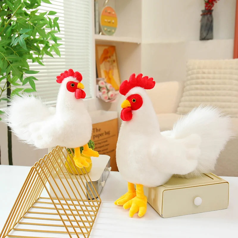 Adorable White Chicken Plushies – Soft Farm Animal Stuffed Hen & Rooster Set
