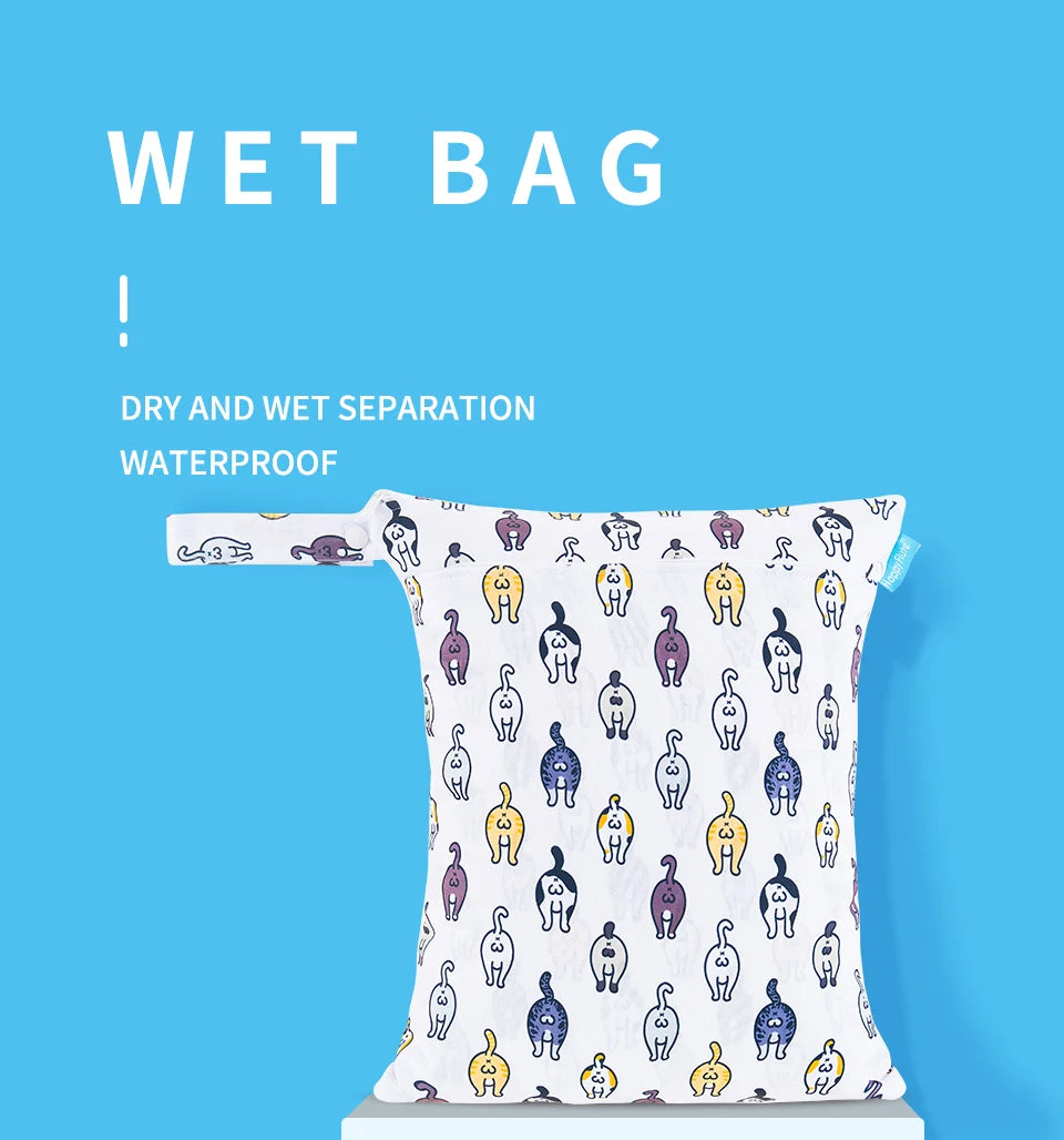Reusable Wet & Dry Diaper Storage Bags with Double Zipper