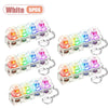 Five white LED keyboard keycap fidget flashlights packaged as a keychain set