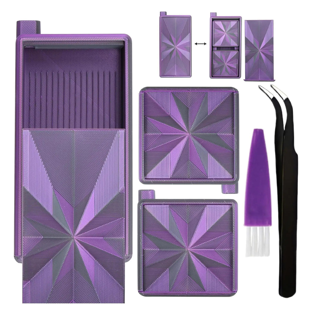 Stackable Diamond Painting Organizer Tray with Tweezers & Brush