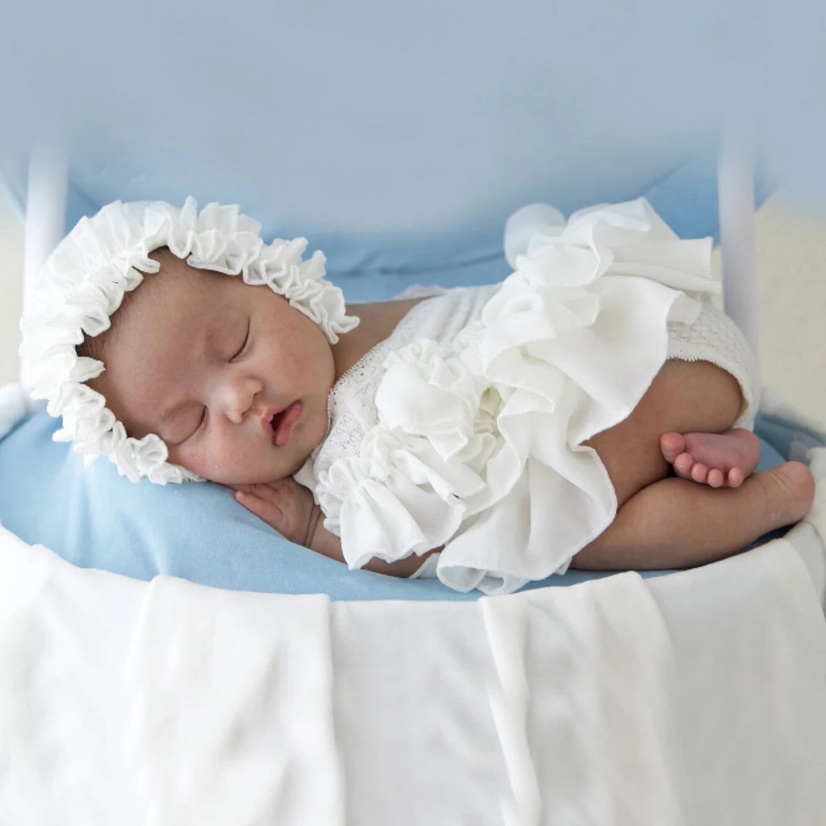 Newborn Chiffon Photography Outfit Set with Hat, Pillow & Mini Shoes