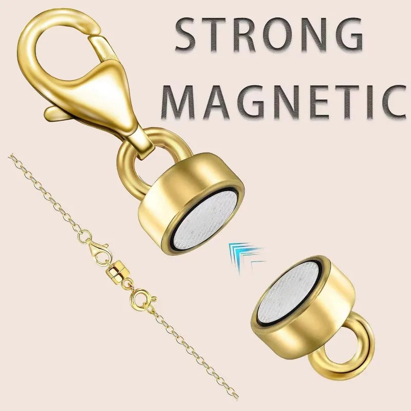Magnetic Necklace Clasp Converter with Lobster Claw – 14K Gold & Silver Plated