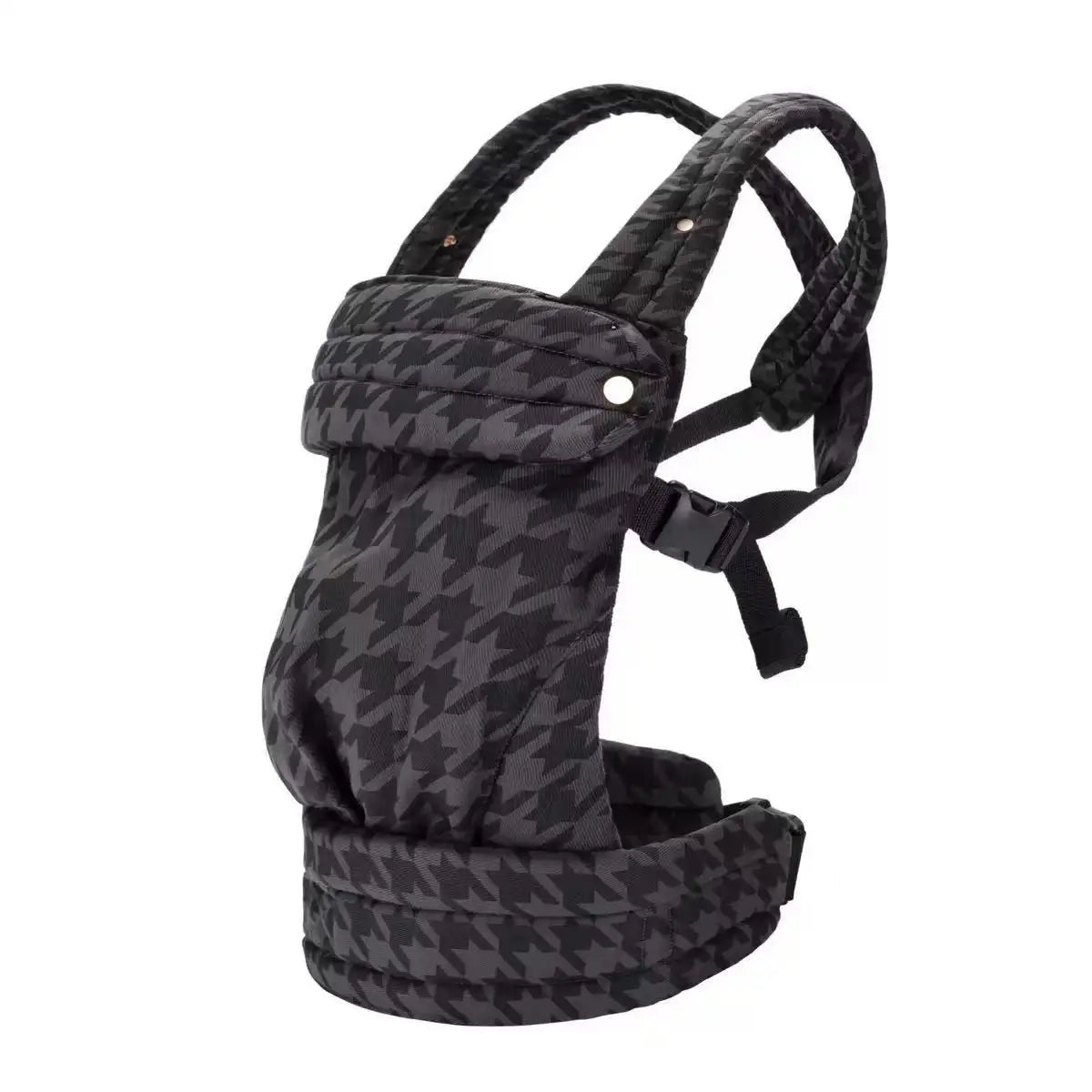 A black adjustable cotton baby carrier wrap designed for newborns and toddlers.