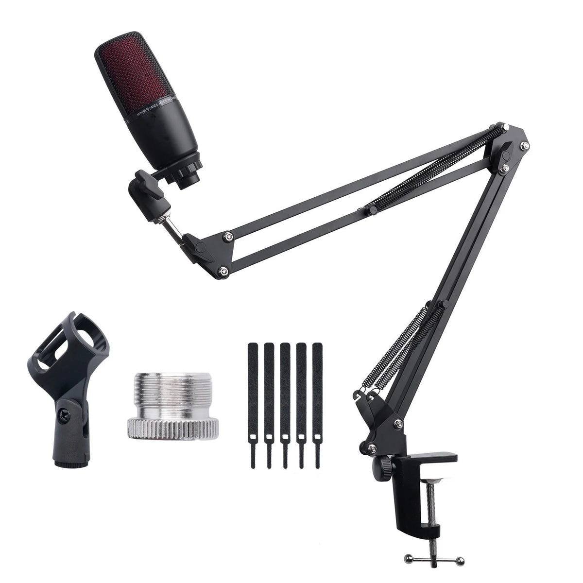 Adjustable Microphone Boom Arm with Table Mount and Mic Clip
