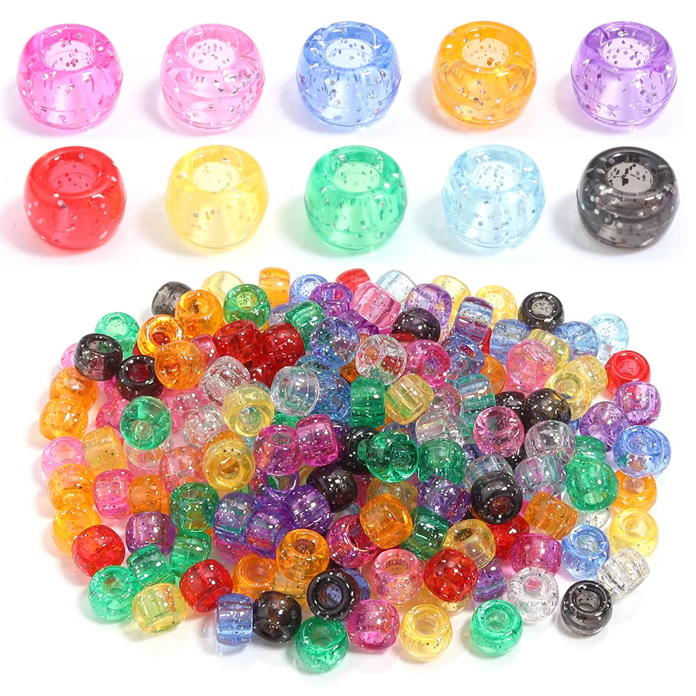 A collection of 200 colorful pony beads in various shades and translucent colors for DIY jewelry making