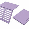 A purple foldable Mahjong card holder with a non-slip stand shown in two views.