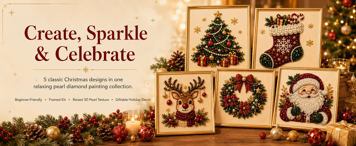 Festive Christmas Pearl Diamond Painting Kit with Frame