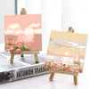 Watercolor paint by numbers kit featuring an abstract sunset landscape painting on canvas