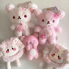 Cherry Blossom Lazy Bear Plush Keychain Charm