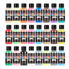 A collection of 24 bottles of acrylic paint in various colors including red, blue, green, yellow, and purple.