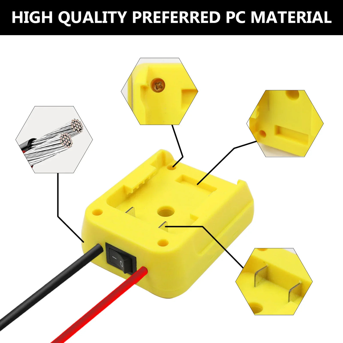 Battery Adapter with Switch and Fuse for Power Tool Batteries