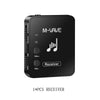 Black M-VAVE wireless receiver device with controls for channel selection and volume.