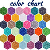 A colorful chart displaying 36 shades of holographic glitter powder for crafts, nails, and resin art.