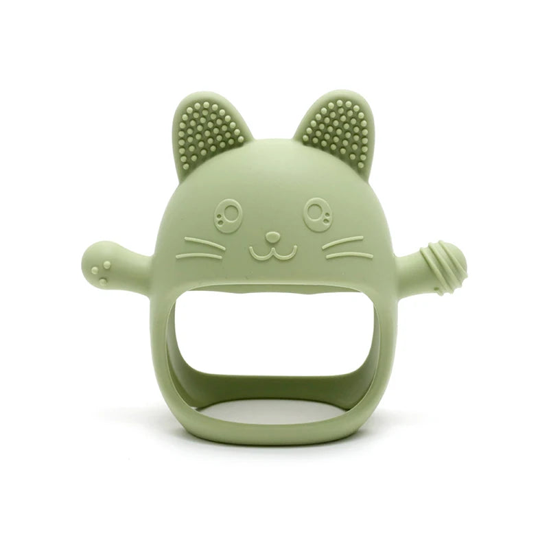 Baby Teething Mittens - Food-Grade Silicone Chew Glove with Cute Bunny Design