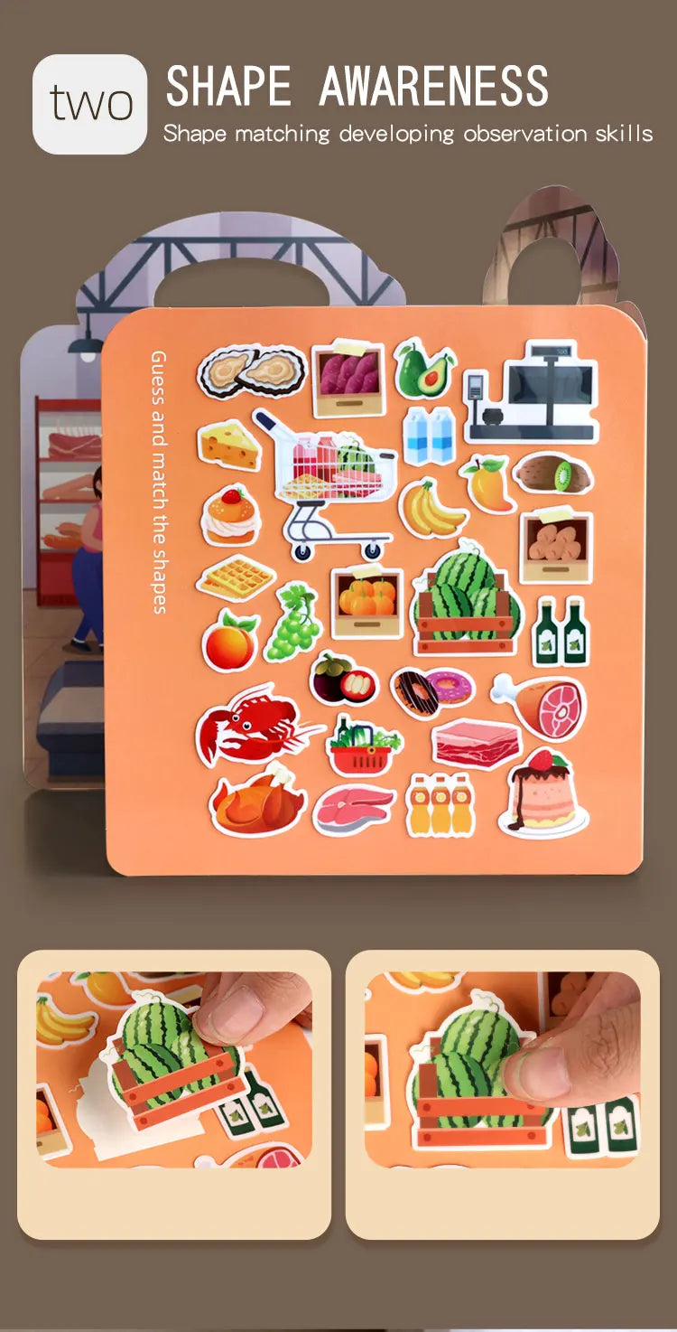 Reusable Sticker Book for Kids with Multi-Scene Bubble Jelly Stickers