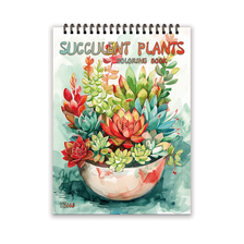 A watercolor illustration of various succulent plants in a pot, suitable for a coloring book.