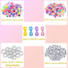 A kit containing 50 heart-shaped beads, 200 colored round beads, four colorful ropes, and a keychain with 12 beads and 300 sq