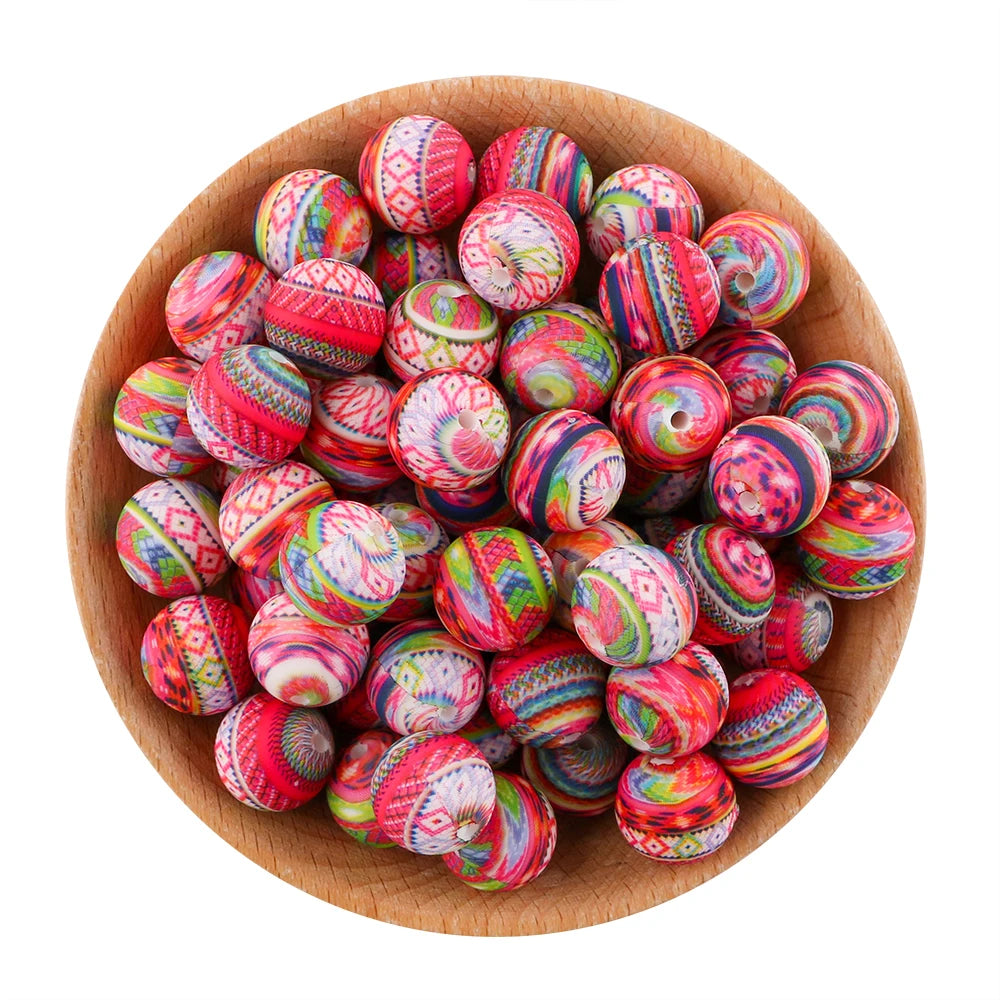Pink Silicone Round Beads for DIY Jewelry Making