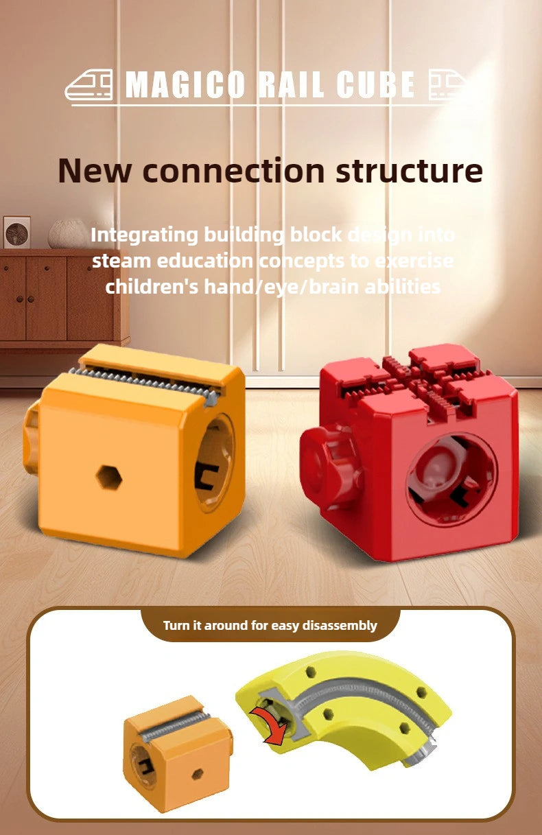 Magnetic Building Block Train Set with Electric Track